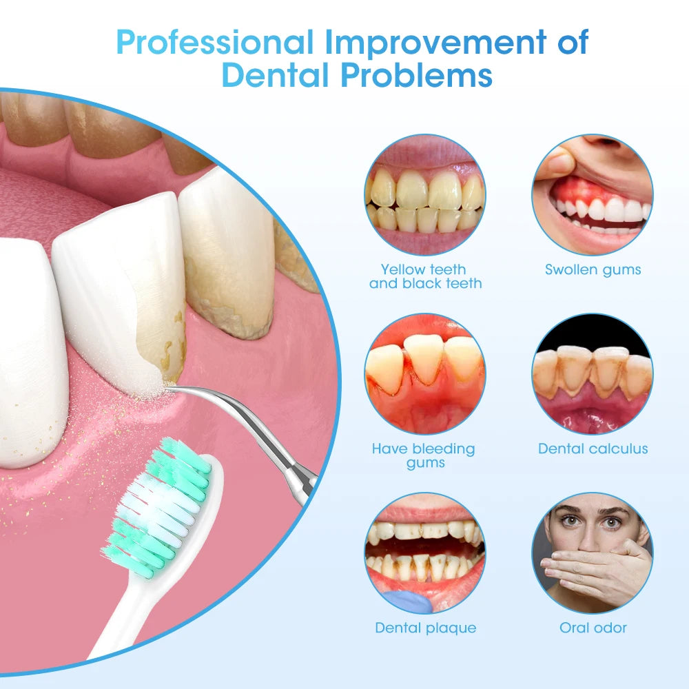 Scaler in use on lower front teeth